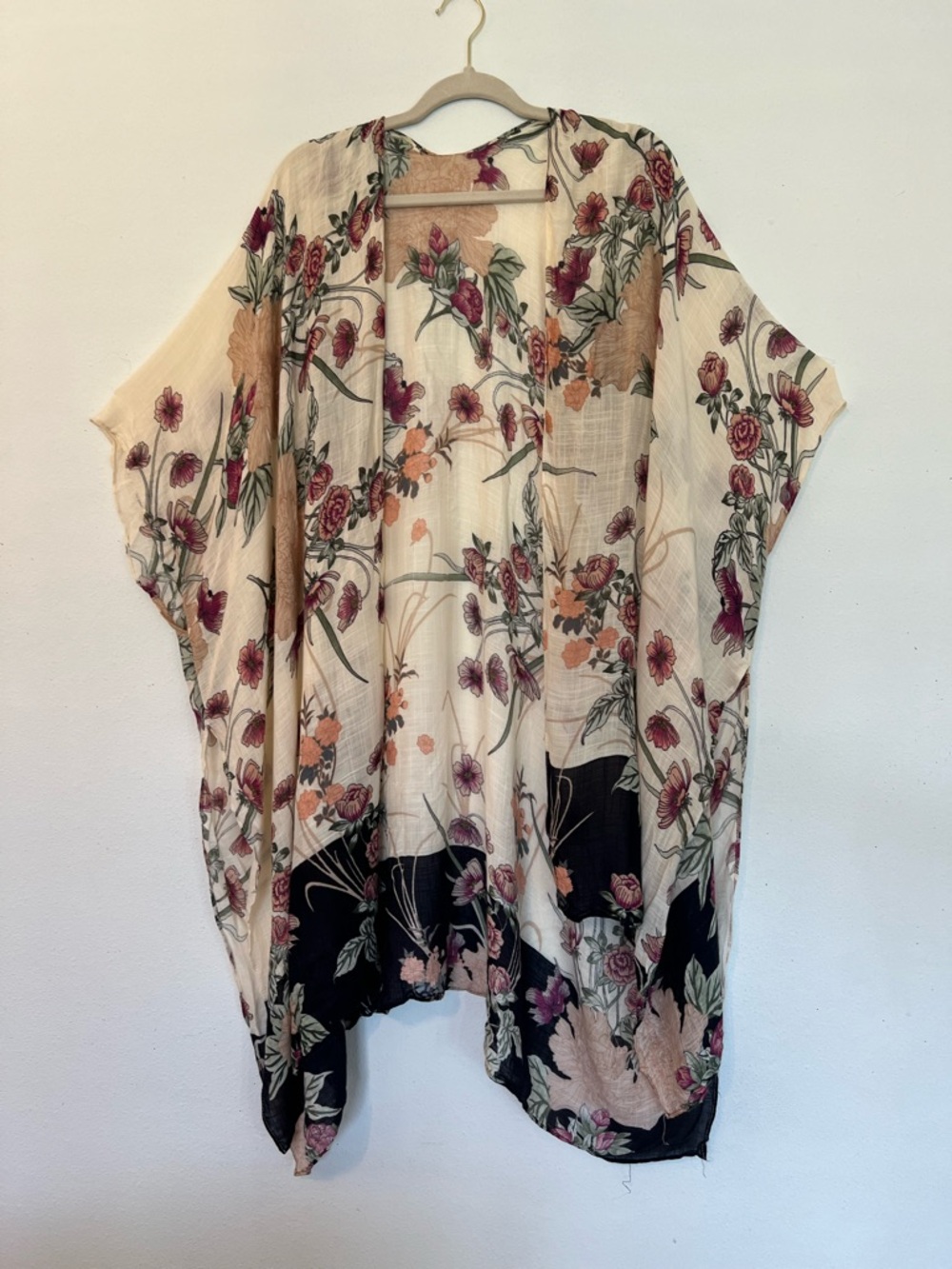 Lana Roux Boho Oversize Layering Floral Kimono Cardigan Duster Overlay